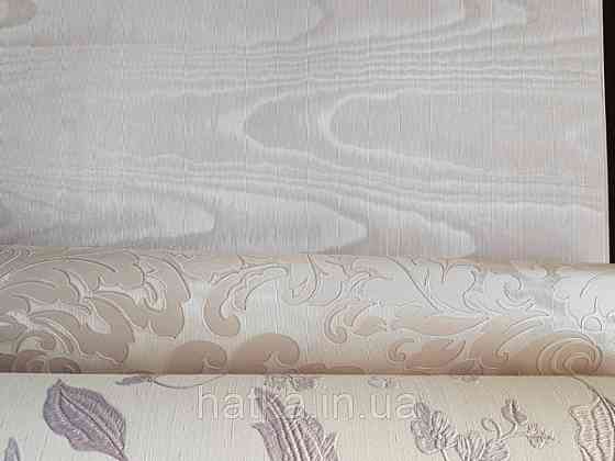 Шпалери вінілові на паперовій основі Sirpi Italian Silk 7 хвилясті смуги зріз дерева світло рожеві з сріблом Київ