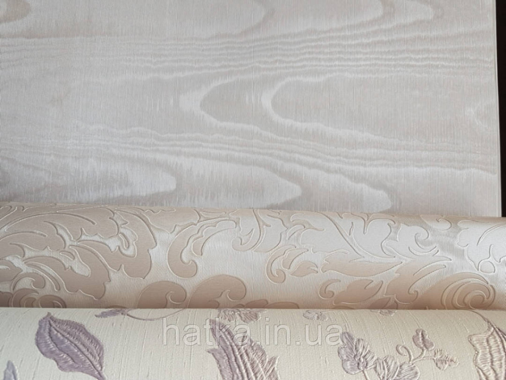 Шпалери вінілові на паперовій основі Sirpi Italian Silk 7 хвилясті смуги зріз дерева світло рожеві з сріблом Київ - фото 2