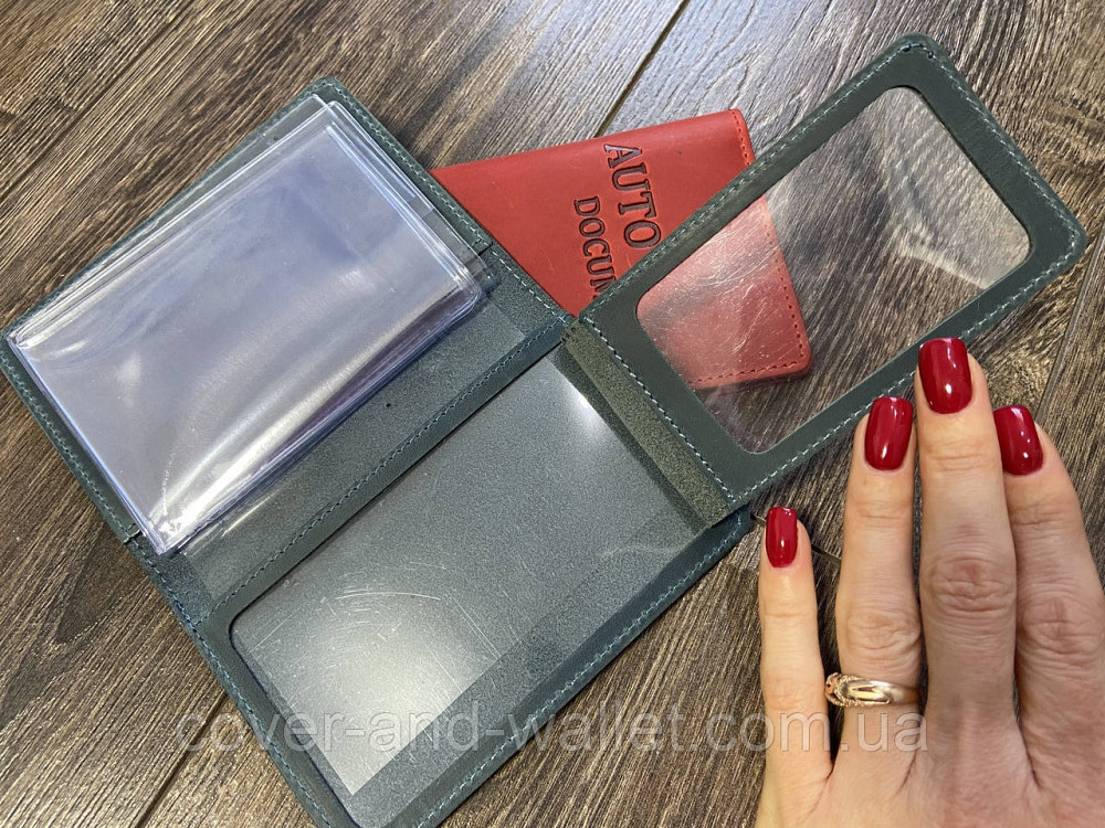 Обкладинка для авто документів із натуральної шкіри синього кольору ST Vintage Київ - фото 4