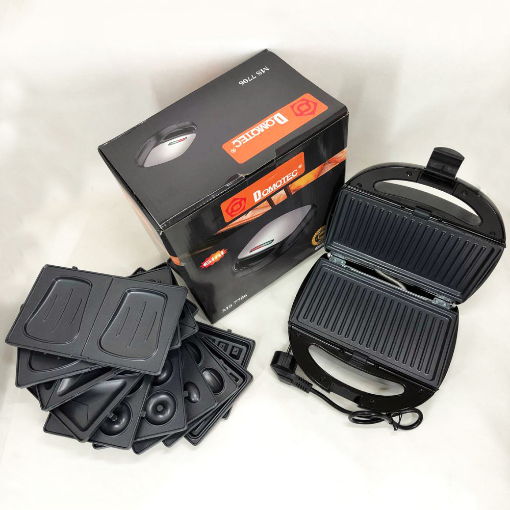 Мультипекар з пластиною для приготування бутербродів Domotec MS-7706 1000 w, Гриль електричний для дачі QB-98 Львів - фото 3