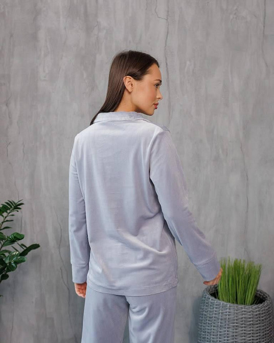 Костюм из плюшевого велюра на пуговицах с двумя карманами L Серый Харьков - изображение 3