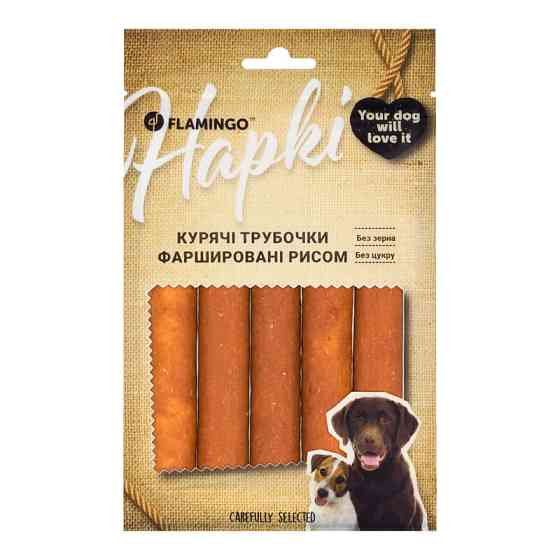 Ласощі Flamingo Фламінго курячі трубочки фаршировані рисом для собак 75г (611055) Київ