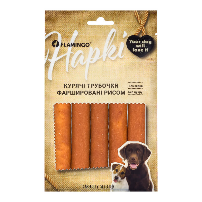 Ласощі Flamingo Фламінго курячі трубочки фаршировані рисом для собак 75г (611055) Київ - фото 1