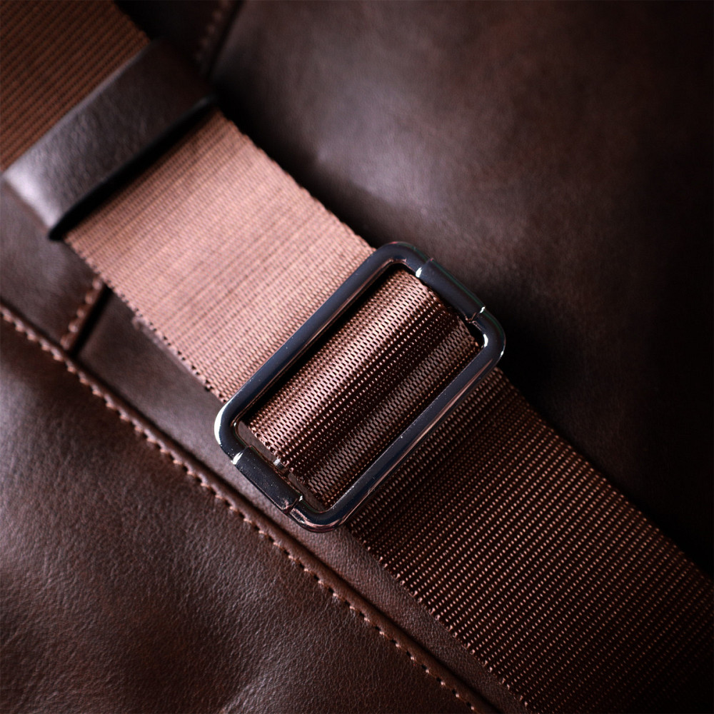 Стильная мужская сумка на плече из натуральной кожи Коричневая (GRANDE PELLE) Киев - изображение 4