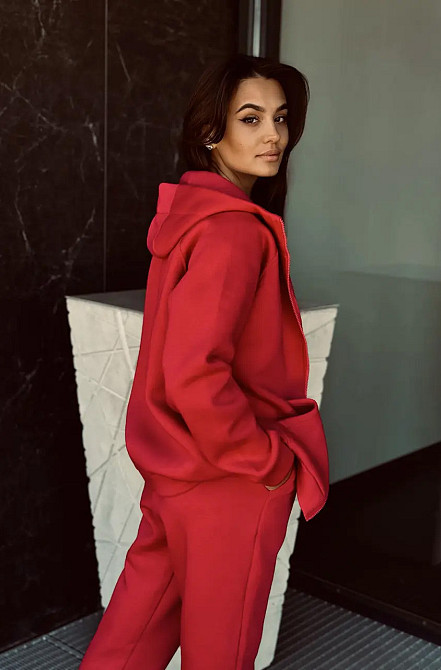 Зип худи женское оверсайз Красный 46/48 Харьков - изображение 2