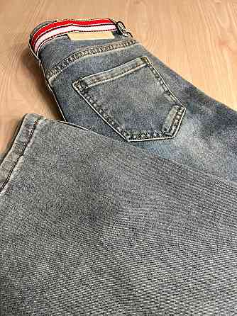 Джинси жіночі Lady 0132 wide leg palazzo jeans широкі стрейчові висока посадка ремінь блакитні, блак Одеса