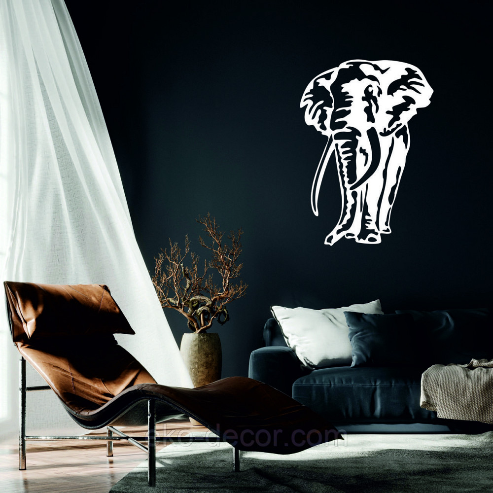 Декоративне настінне Панно «Слон», Декор на стіну 50*35 см, Білий Київ - фото 1