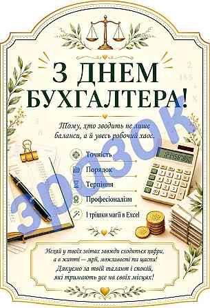 Етикетка на пляшку «З Днем бухгалтера» + контретикетка | подарункова наліпка бухгалтеру на вино, шампанське, ігристе Одеса