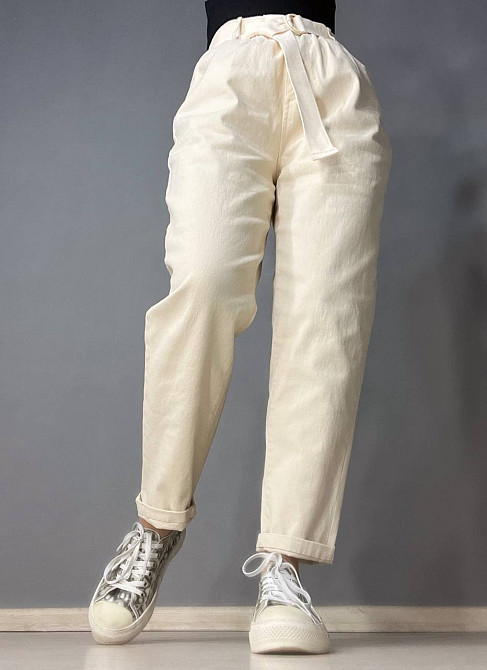 Джинси жіночі A-N 25072 MOM банани талія на резинці з ременем молочні, молочний, L, L, 85 см, 112 см Київ - фото 18