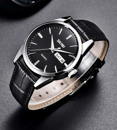 Годинники чоловічі наручні Skmei 9073 (Сріблясті з чорним циферблатом) Київ