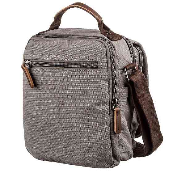 Универсальная текстильная мужская сумка на два отделения Vintage 20198 Серая Киев