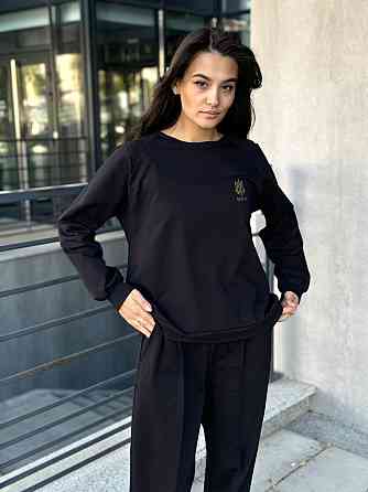 Свитшот женский с принтом трезубец Черный 50/52 Харьков