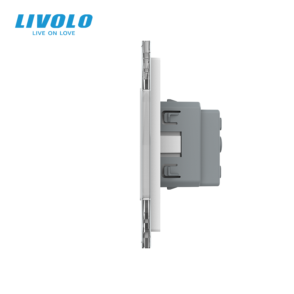 LIVOLO Сенсорний вимикач 2 сенсора 3 розетки Livolo білий скло (VL-C702/C7C3EU-11) Коломыя - изображение 6