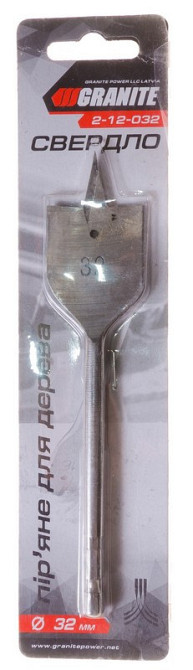 Свердло для дерева GRANITE пір'яне 32х152 мм 6-гранний хвостовик 1/4" 2-12-032 Рівне - фото 2