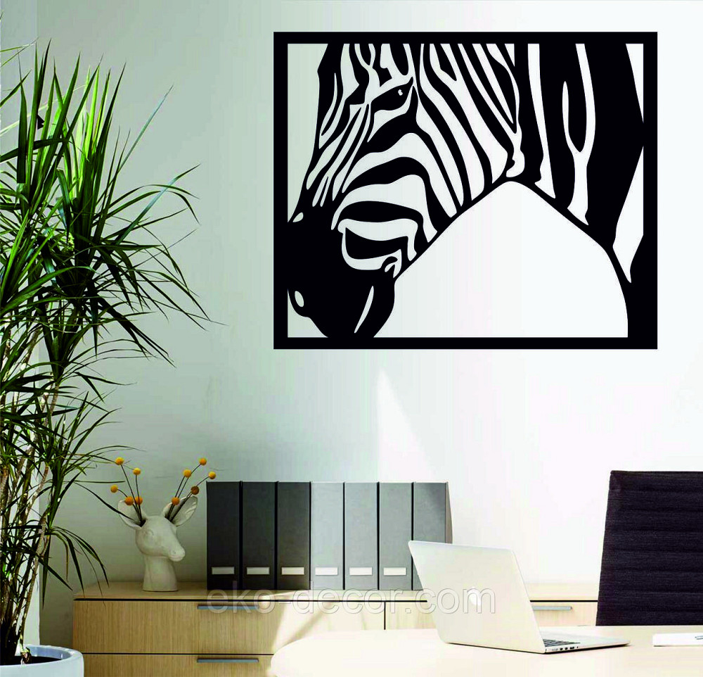 Декоративное настенное Панно «Зебра» Декор на стену 90*75 см, Черный Киев - изображение 3