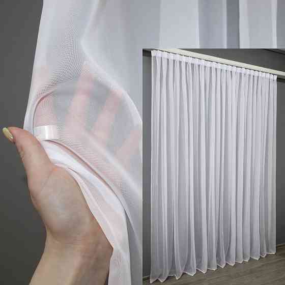 Тюль с бантовой тесьмой VR-Textil н101 Шифон однотонный Белый 500х250 см (44-021) Киев