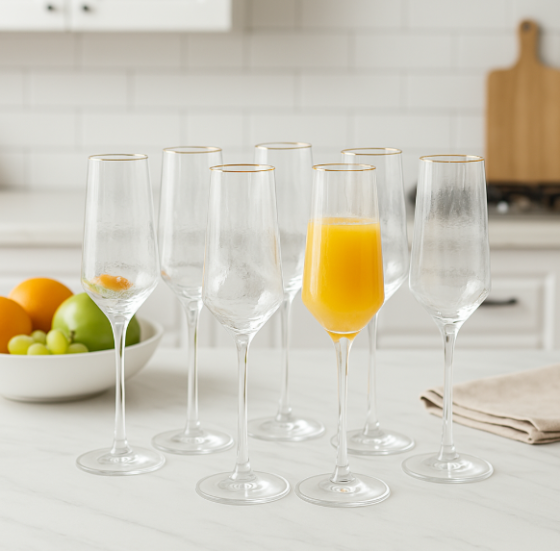 Набір келихів для шампанського "Crystal" 300 мл (6 шт.) | Келихи на ніжці скляні Київ