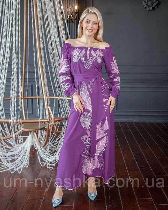 Жіноча вишита сукня на льоні Княжна фіолетова Кривий Ріг - фото 5