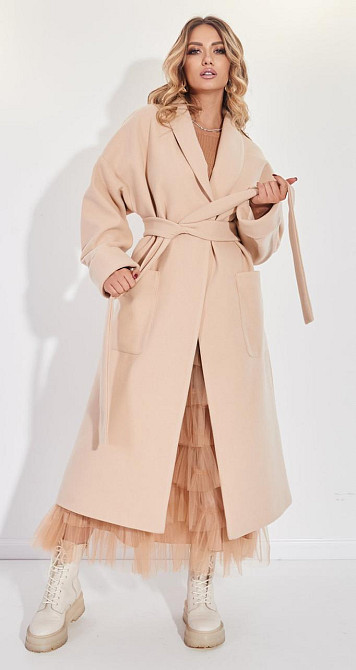 Пальто Лама с шалевым воротником (42) Киев - изображение 1