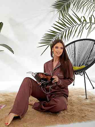 Жіноча бозова домашня піжама шовк армані Шоколад, 46/48 Одеса