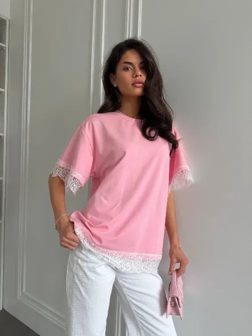 Женская oversize футболка с кружевом - трендовая футболка Одесса - изображение 7