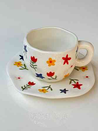 Чашка з блюдцем кераміка Olens "Квіткова" 300 мл 8030-394 Київ