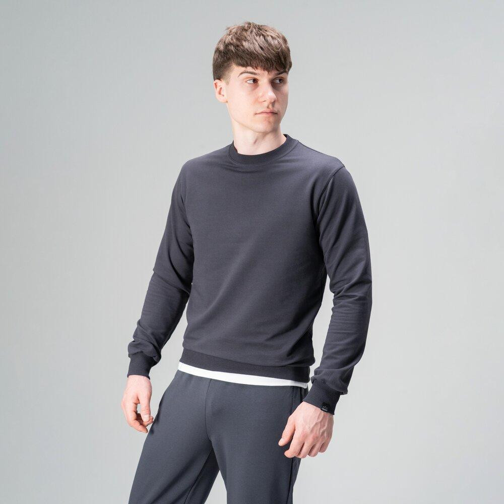 Світшот чоловічий однотонний темно-сірий Pobedov 001 Київ - фото 7