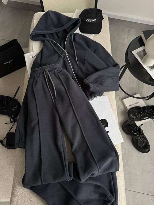 Женский теплый костюм двойка из двухстороннего флиса Графит, 46/48 Одесса - изображение 4