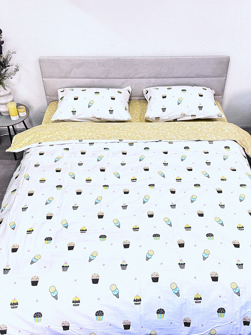 Ecotton Комплект постільної білизни Ecotton двоспальний 180х215 см сатин білий Ice cream (рис. Київ - фото 4