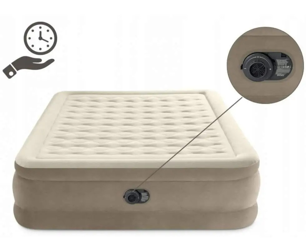 Надувне двомісне ліжко Intex з вбудованим електронасосом 203 х 152 х 46 см. бежеве Київ - фото 2