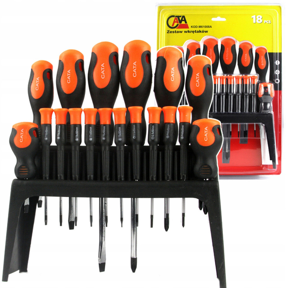 Набор магнитных отверток на подставке 18 элементов Mar-Pol (M61008A) Оранжевый Нововолынск - изображение 1