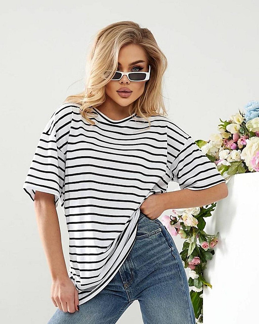 Удлиненная футболка в полоску 