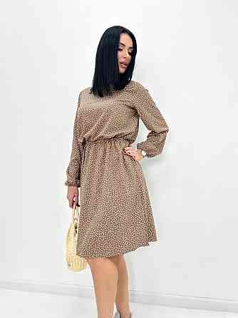 Женское платье в горошек с длинными рукавом Virginia 46-48, Капучино Киев