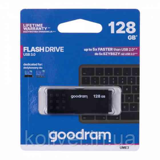 USB Flash GoodRAM 128GB USB 3.0 UME3 Black, Retail (UME3-1280K0R11) Киев