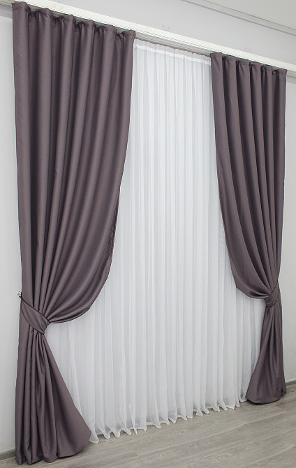 Комплект готових штор VR-Textil Блекаут Midnight № 1231ш Марсала 100х290 см 2 шт (31-045) Київ - фото 3