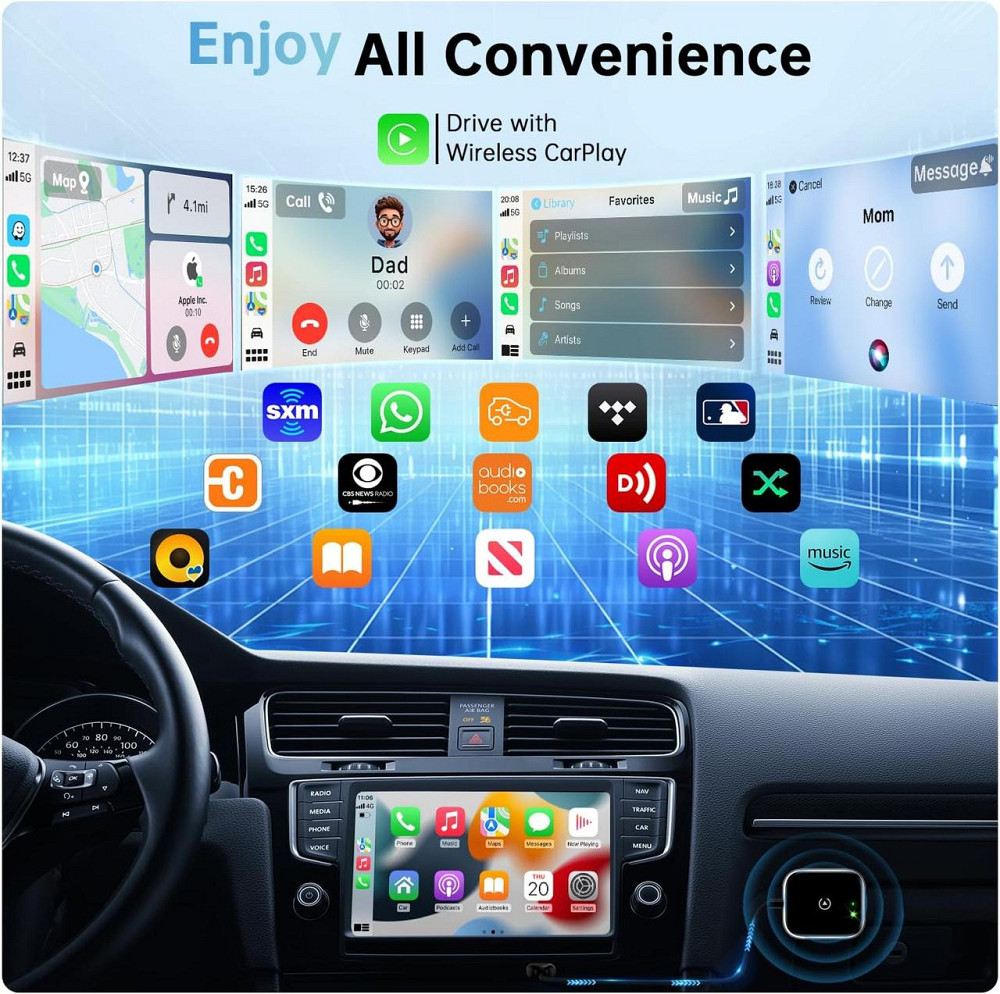 Бездротовий адаптер AIZEO CarPlay, легке та миттєве оновлення з дротового CarPlay на бездротовий, міні-адаптер CarPlay для iPhone, Київ - фото 3