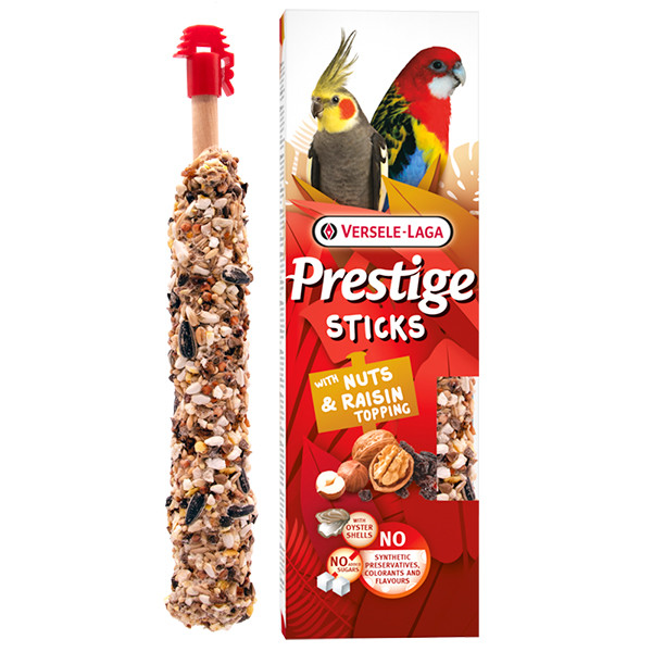 Versele-Laga Prestige Sticks Parrots Nuts & Raisin topping ВЕРСЕЛЕ-ЛАГА ОРЕХИ И ИЗЮМ лакомство для средних и крупных попугаев 2х70г Киев - изображение 1