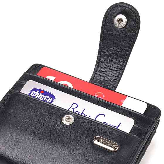 Чоловічий компактний гаманець з натуральної гладкої шкіри CANPELLINI 21685 Чорний Київ