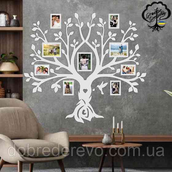 Родовое дерево🌳 Колибри 3 Семейное дерево сердце на 9 фото рамок, Вижница