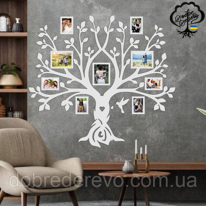 Родовое дерево🌳 Колибри 3 Семейное дерево сердце на 9 фото рамок, Вижница - изображение 3