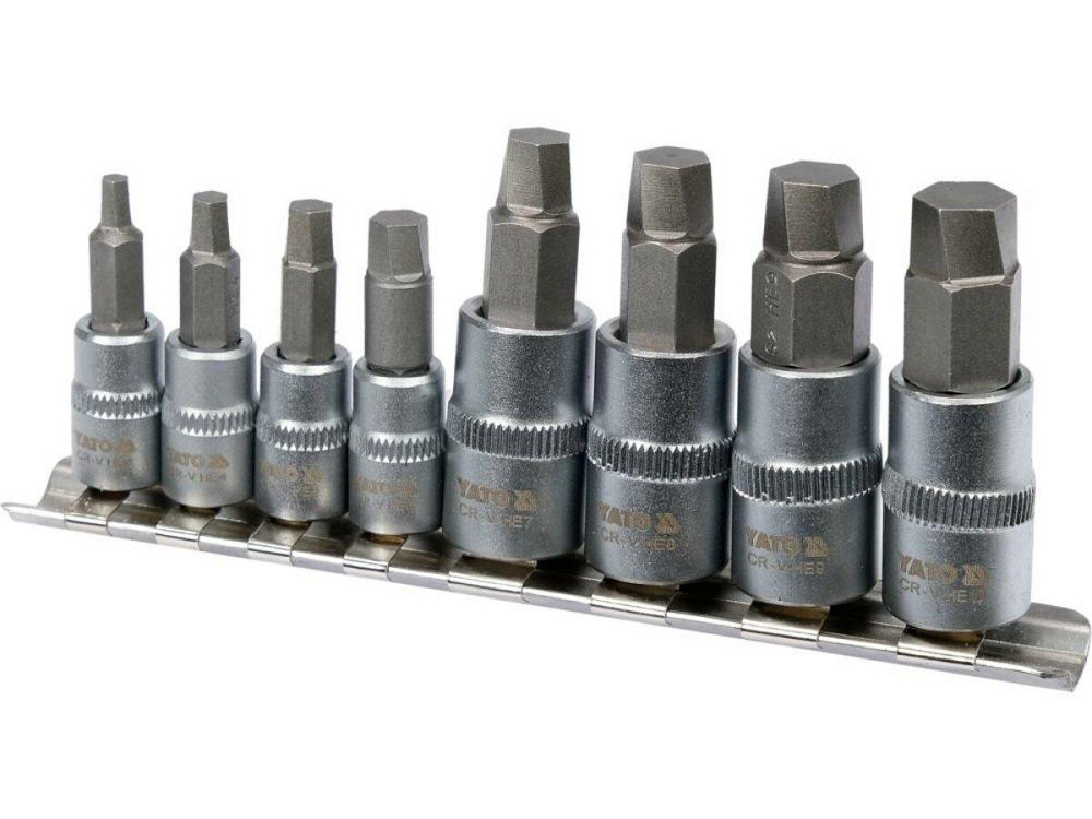 Набір естракорів гвинтів YATO торцеві з HEX спіральні квадрат 1/4" і 3/8", 8 шт Одеса - фото 3