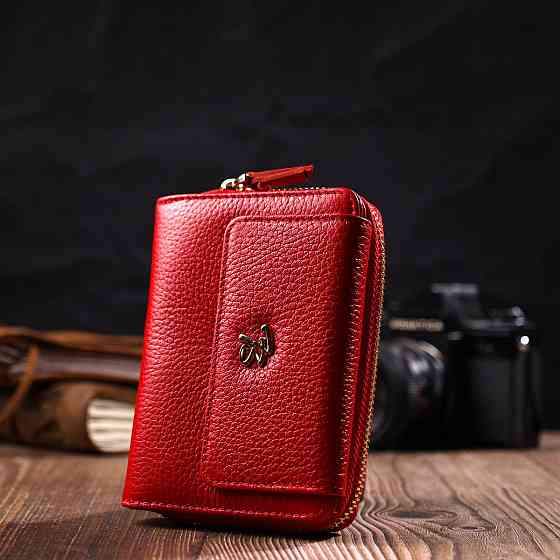 Яскравий жіночий гаманець із місткою монетницею на блискавці з натуральної шкіри Tony Bellucci 22013 Червоний Київ