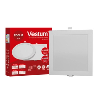 Светильник Vestum LED квадратный 12W 6000K 220V (1-VS-5209) Винница - изображение 1