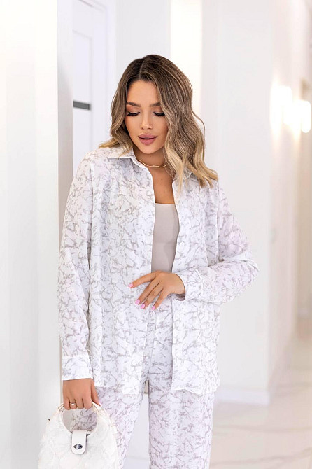 Жіночий легкий прогулянковий костюм: сорочка та штани американський креп Білий, 46/48 Одеса - фото 5