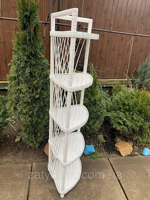 Этажерка плетеная белая угловая Киев - изображение 5