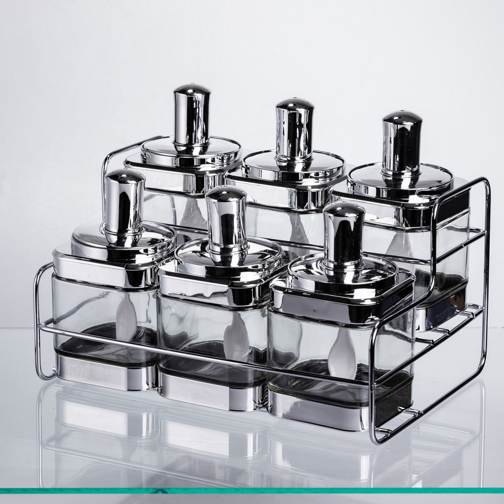 Yiwu Набір банок для сипучих продуктів з ложкою 6 шт, хром HP-1341 Коломыя - изображение 4