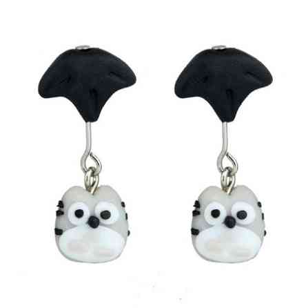 Сережки коты - длина 3см, полимерная глина Киев