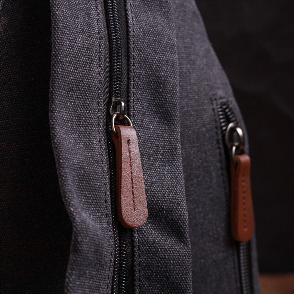 Текстильна сумка з ущільненою спинкою через плече Чорний (Vintage) Київ - фото 4