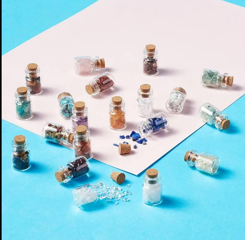 Набор стеклянных бутылочек с натуральными кристаллами Киев - изображение 2