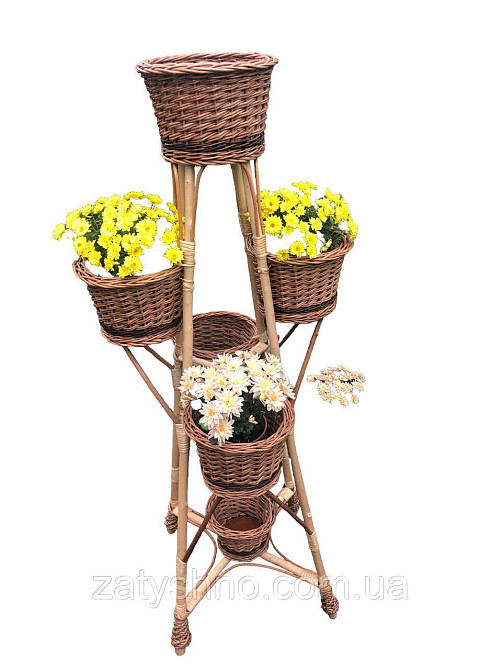 Підставка під квіти на 5 горщиків плетена. Київ - фото 5